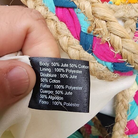 Unbranded Hand Woven Braided Jute & Fabric Shoulder Bag Purse Bag Colorful Boho - Picture 7 of 9